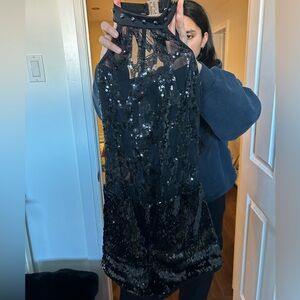 ‼️SOLD‼️Black Sequin Halter Bodysuit Costume
